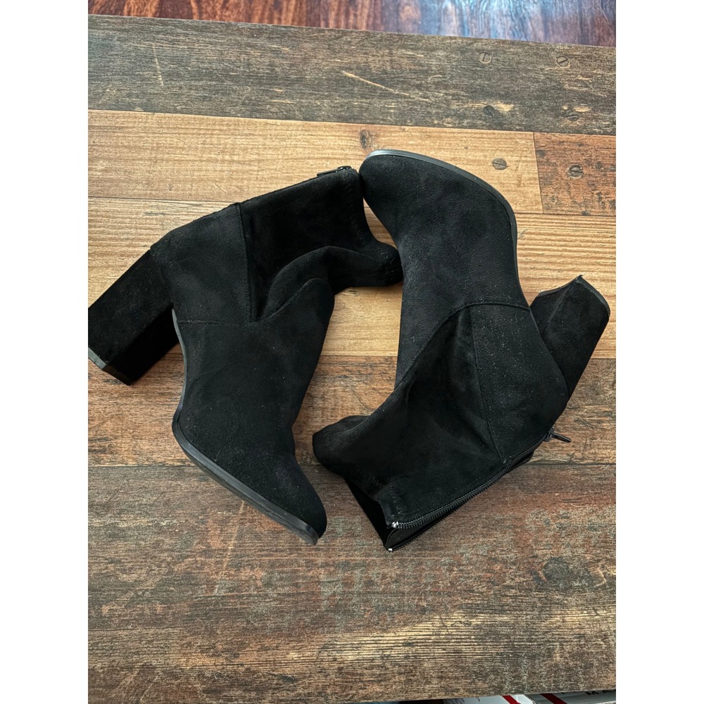 Therapy‎ Hoxton Black Faux Suede Block Heel Sock Ankle Boots Womens 7
